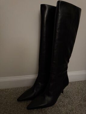 Zara Black Over-The-Knee Pointed-Toe Boots